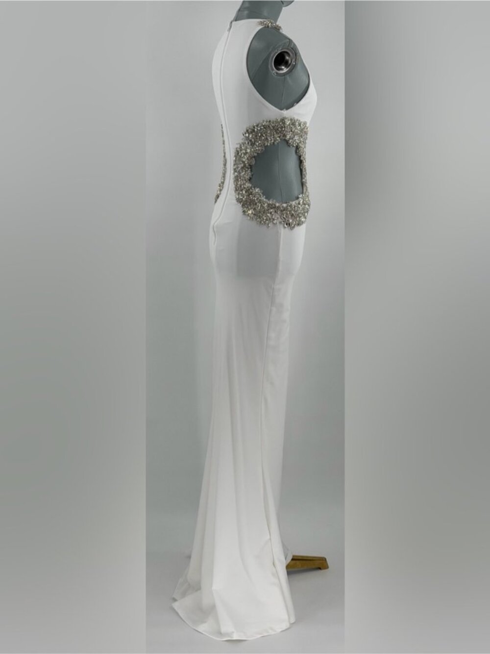 🆕 BRONX & BANCO 🧿 NWOT Camila Rhinestone Cut-Out Gown, White - Sz XS US 2 - Picture 10 of 16